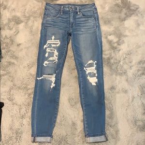 American Eagle next level stretch ripped jeans